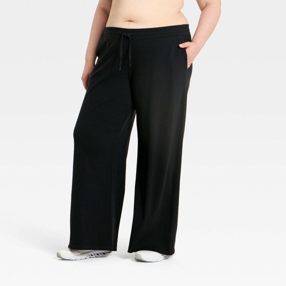 Women's Ribbed Straight Leg Pants - All In Motion Black 4X